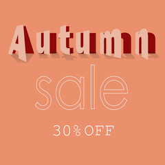 poster autumn sale with the inscription autumn in the form of paper
