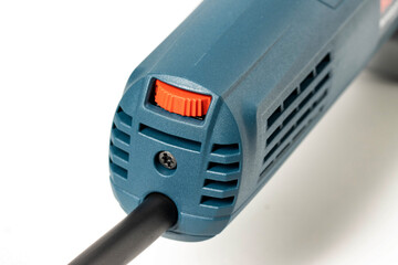 Modern angle grinder with adjustable idle speed per minute. Close-up