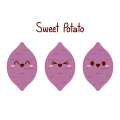 Roasted sweet potato. Sweet potato cartoon. Sweet potato character design.