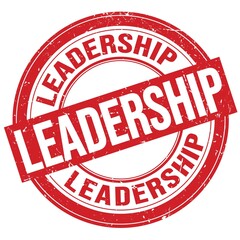 LEADERSHIP text written on red round stamp sign