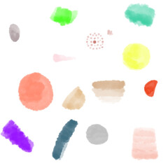 set of watercolor images, multicolored