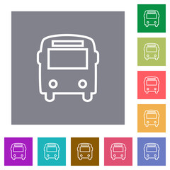 Bus front view outline square flat icons