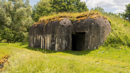 Protective fortifications casemates made during the war. bomb shelters