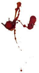 Blood Splatter Smear Stain Overlay Isolated on White Background

