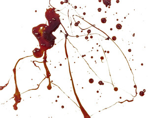 Blood Splatter Smear Stain Overlay Isolated on White Background
