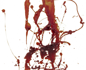 Blood Splatter Smear Stain Overlay Isolated on White Background
