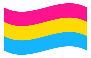 Pansexual Pride Wavy Flag LGBTQ+ symbol Isolated vector illustration on white background