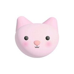3d minimal vector icon of pink cat head