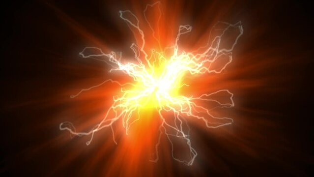 4k animated lightning on the background of a bunch of energy