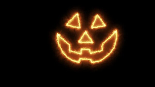 Jack o'lantern Happy Helloween Scary face animation Isolated on black background, design template Holiday animate card Traditional festival