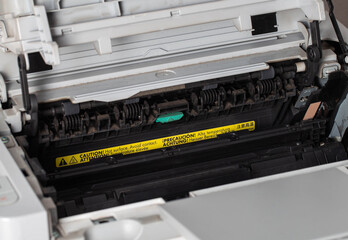 Toner cartridge in a laser printer. Servicing and Troubleshooting the Laser Printer. Close-up