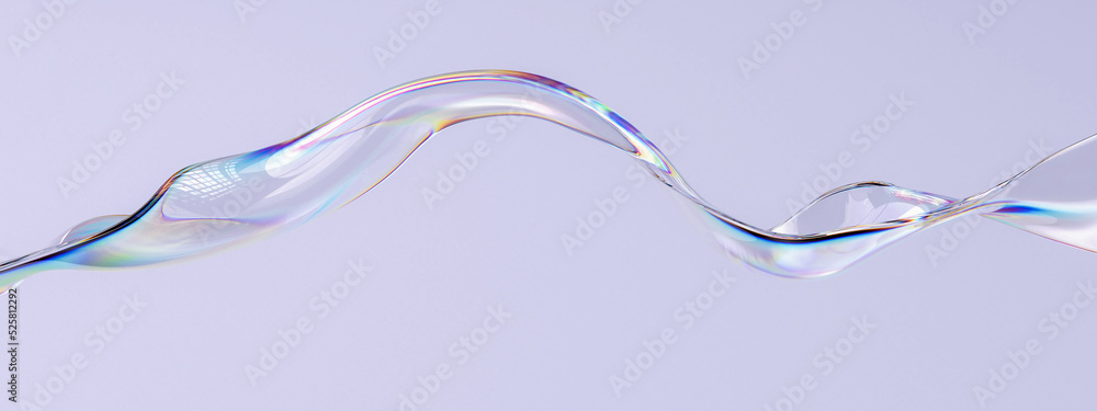 Poster abstract colorful gradient wave 3d rendering, chromatic dispersion and thin film spectral effect