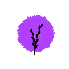 branch on purple circle, texture image, purple and black color