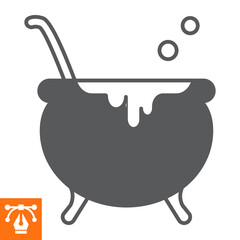 Witch cauldron solid icon, glyph style icon for web site or mobile app, halloween and magic, witch pot vector icon, simple vector illustration, vector graphics with editable strokes.