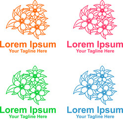 set of flowers. creative design in the form of beautiful flowers and fresh leaves. 