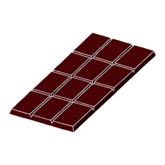 A bar of dark chocolate in doodle style. Hand Drawn. Freehand drawing. Sketch.	