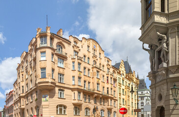 Fototapeta na wymiar Siroka street in Prague. Czhech Republic