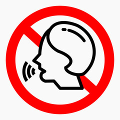 Do not speak icon. Quiet. Keep silence. Keep quiet. Vector icon.