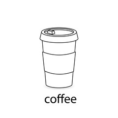 Paper Coffee cup line art.  Coffee shop logo design.