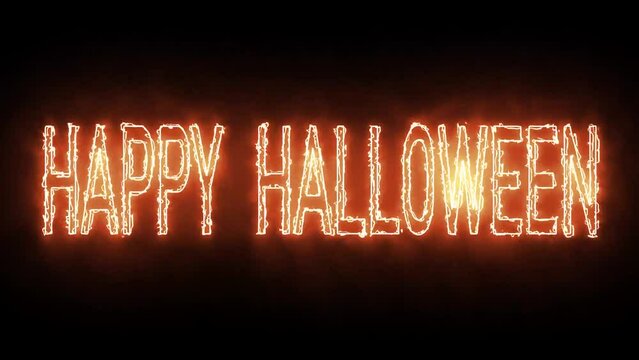 Happy Helloween Text animation Isolated on black background, design template Holiday animate card
