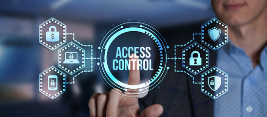 Internet, business, Technology and network concept. Cyber security data protection business technology privacy concept. Virtual button.