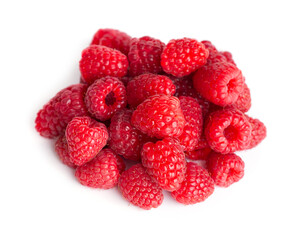 Raspberry on white background. Fresh sweet fruit closeup