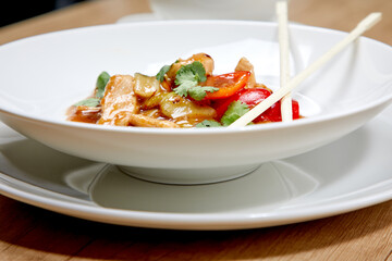 stir fry in the asian cafe