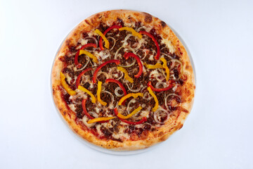 fresh pizza on the white plate