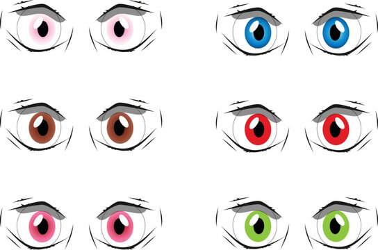 Cartoon beautiful eyes vector set. wondering emotion eyes