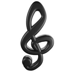 3D rendering treble clef icon on transparent  background