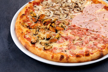 fresh pizza on the white plate