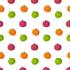 Colorful pumpkin seamless pattern, cartoon style, vector.
