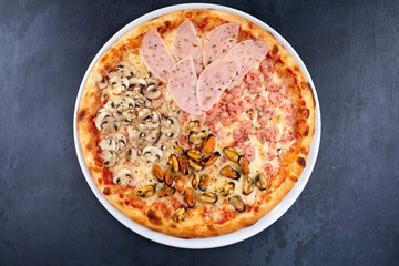fresh pizza on the white plate