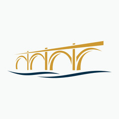 Golden bridge vector silhouette illustration
