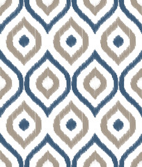 Uzbek ikat seamless pattern-traditional silk fabric in Uzbekistan. Handmade textile print product. Using in fashion industry surface pattern - 525821653