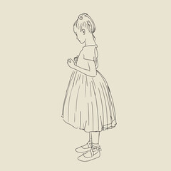 Fototapeta premium Vector illustration of pretty little girl