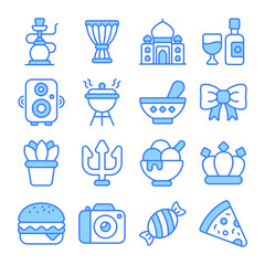 Diwali icons set. vector editable icons. Diwali Hindu festival elements. 