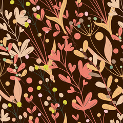Seamless botanical pattern with leaves