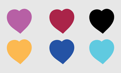 Set colorful shape heart icon, vector set heart shape, lovers on Valentines day