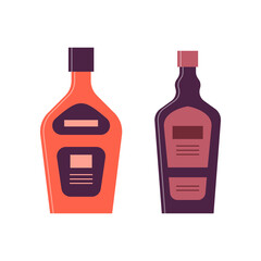 Bottle of liquor, great design for any purposes. Flat style. Color form. Party drink concept. Simple image shape