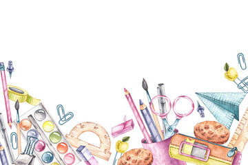 Watercolor background back to school