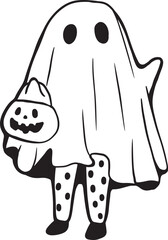 Cartoon Decoration, Halloween, Fun, Ghost, Witch, Illustration, Vector