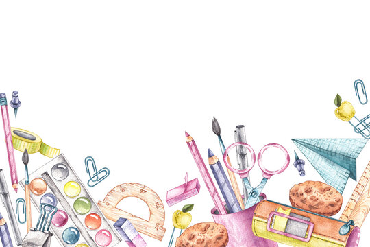 Watercolor background back to school
