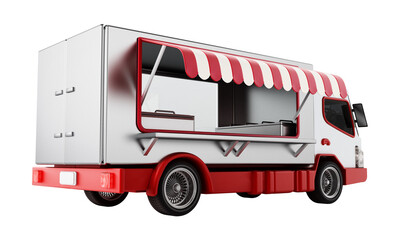 Generic fast food truck isolated on transparent background. 3D illustration