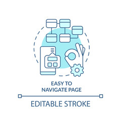 Easy to navigate page turquoise concept icon. Website menu design. Mobile design tip abstract idea thin line illustration. Isolated outline drawing. Editable stroke. Arial, Myriad Pro-Bold fonts used