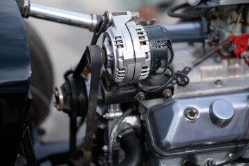 Fototapeta na wymiar close-up of a car engine, an internal combustion engine.