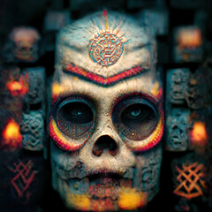 Ancient Ethnic Horror Symbols Comic Style Clipart Illustrasyon 