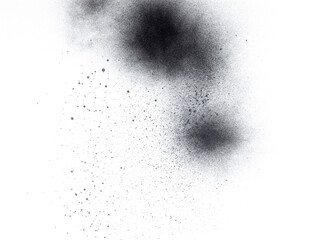 Close Up of Black Spray Paint Splatter Grunge on White Background 
