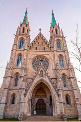 Exterior view of the ancient St. Paul's Cathedral in Munich, Germany