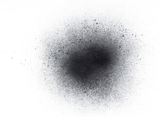 Close Up of Black Spray Paint Splatter Grunge on White Background 
